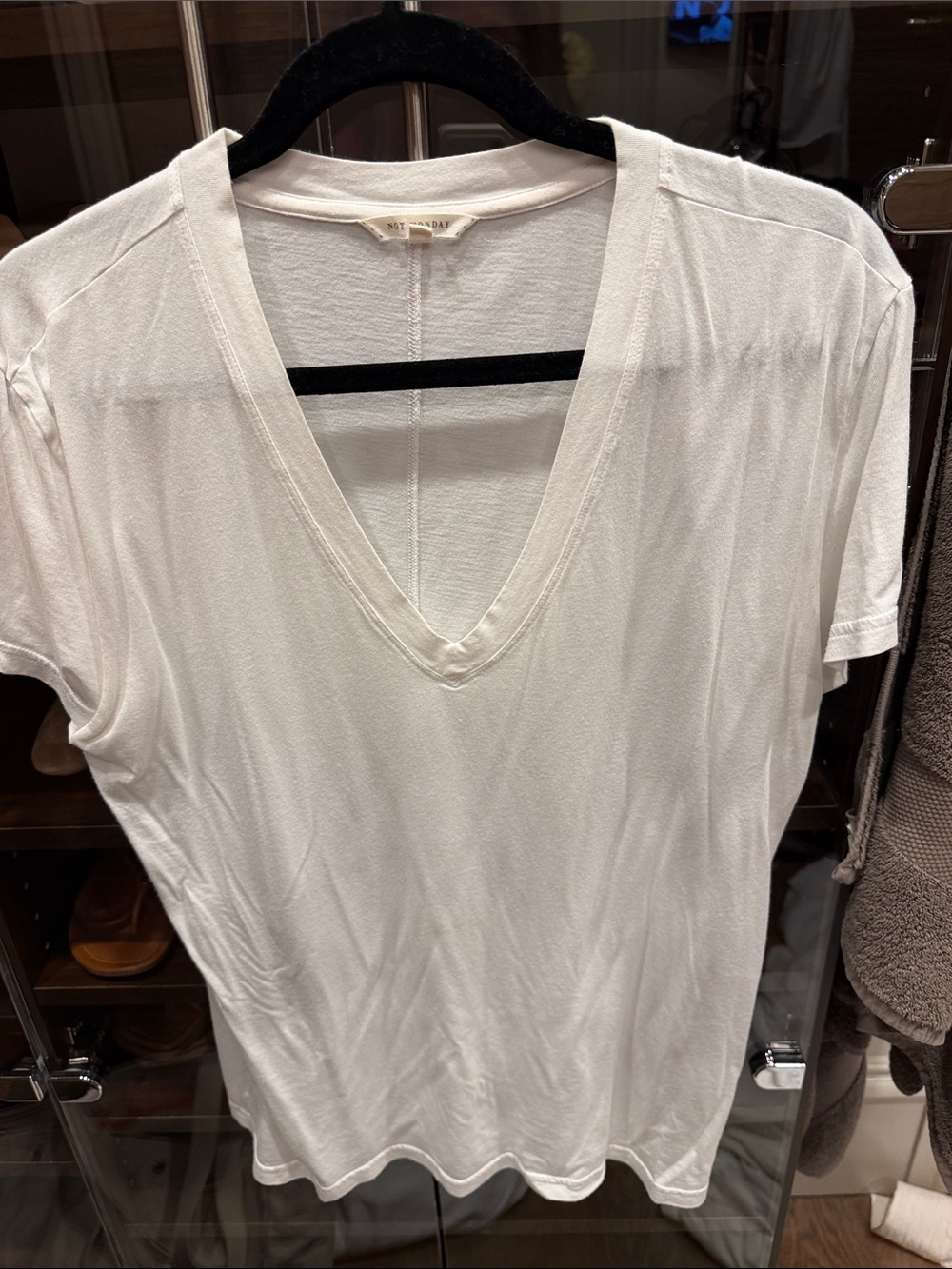 Women’s Deep V-Neck Short Sleeve Tee - White